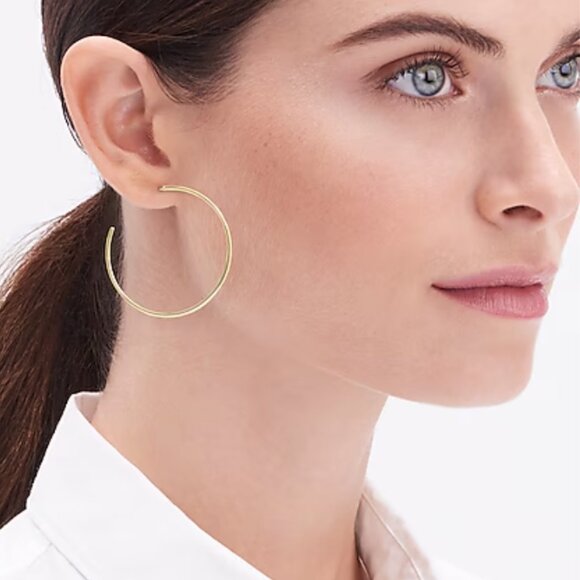 NEW! J Crew Simple Hoop Gold Earrings - Picture 2 of 4